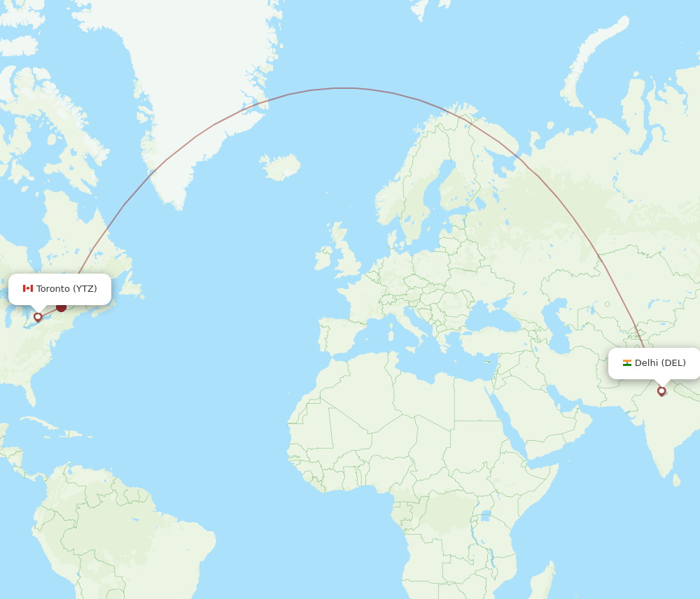 DEL-YTZ flight routes