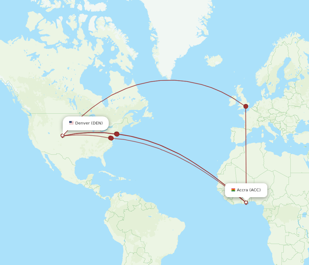 DEN-ACC flight routes