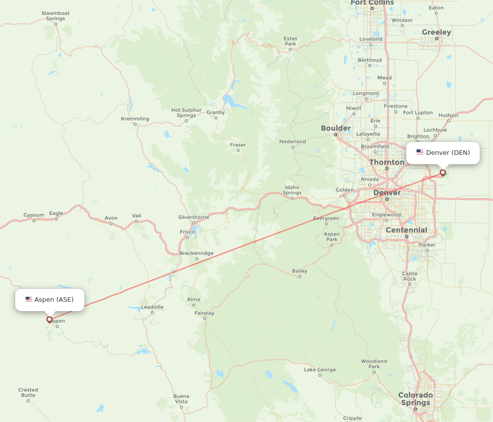 Denver - Aspen route map and flight paths