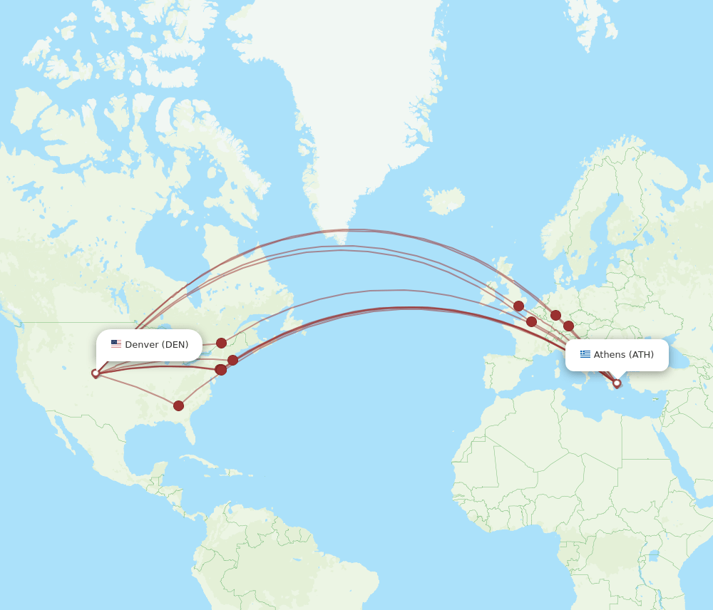 DEN-ATH flight routes