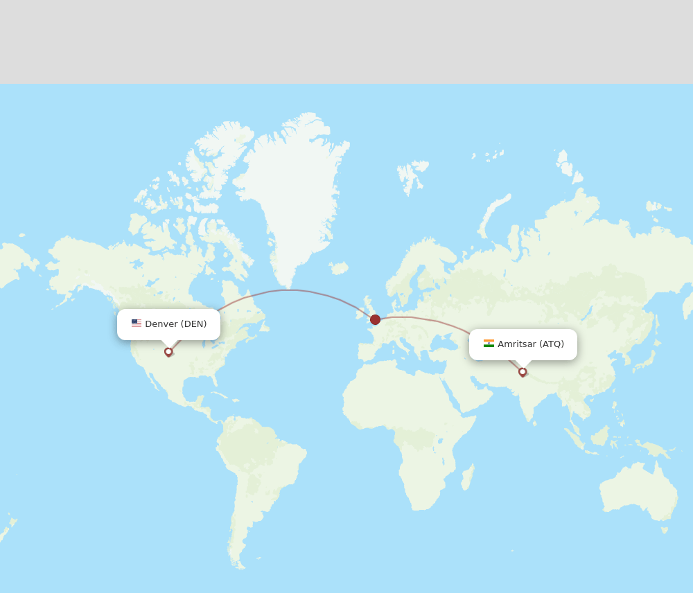 Denver - Amritsar route map and flight paths