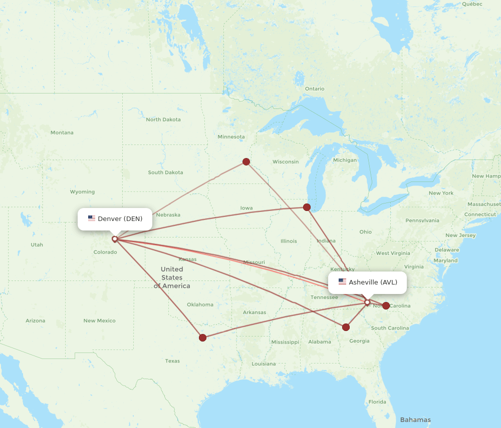 DEN-AVL flight routes