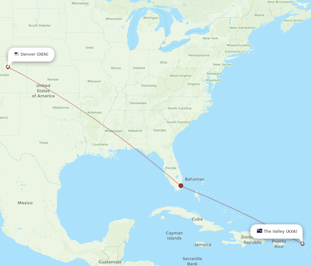 DEN to AXA flights and routes map