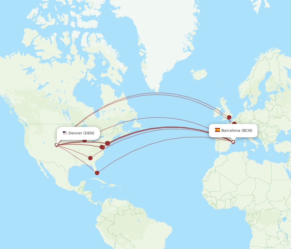 DEN-BCN flight routes