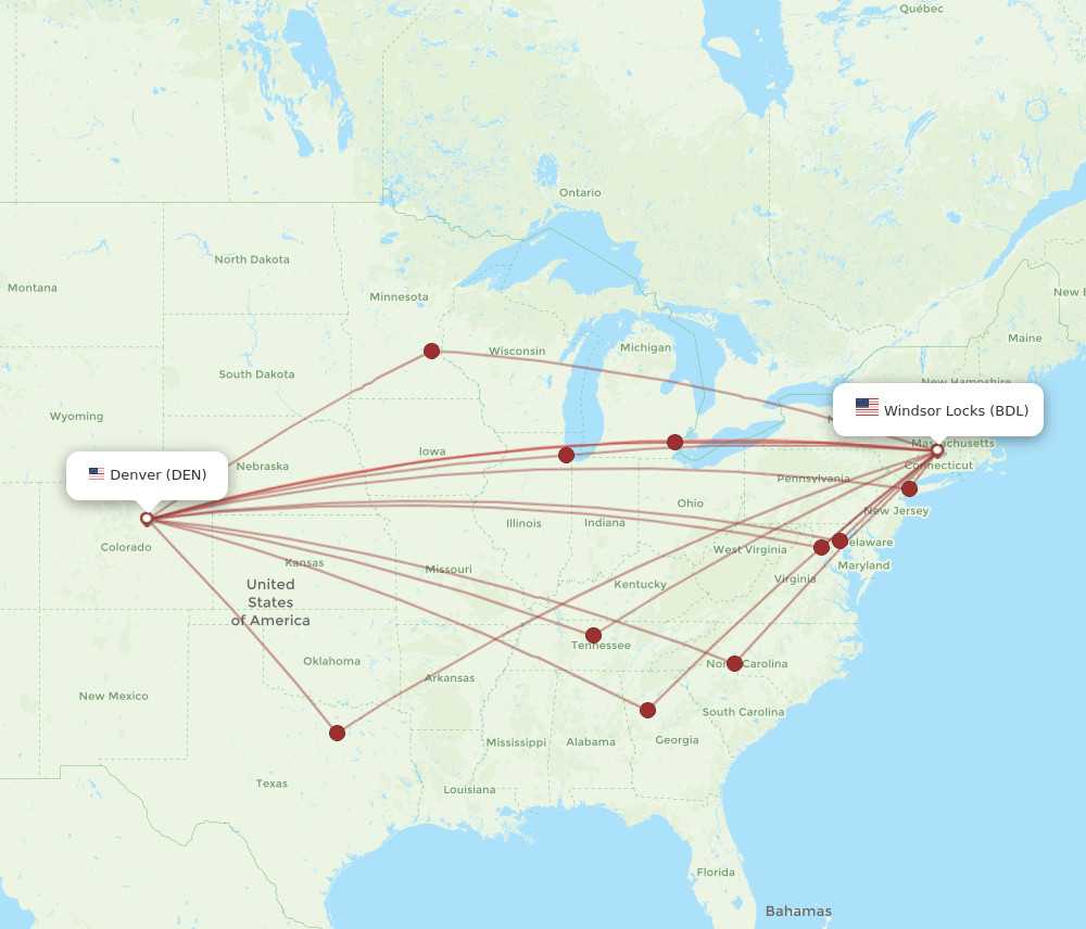 DEN-BDL flight routes