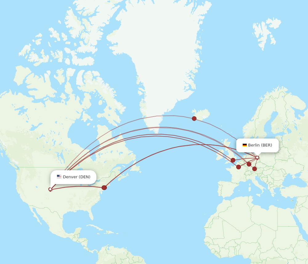 DEN-BER flight routes
