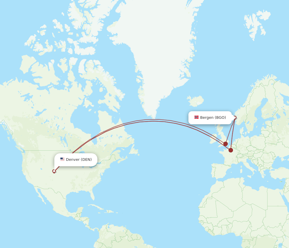 DEN-BGO flight routes