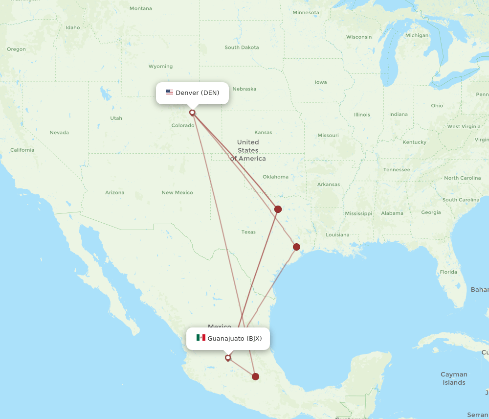 DEN-BJX flight routes