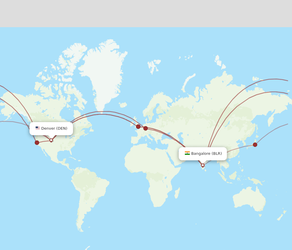 DEN to BLR flights and routes map