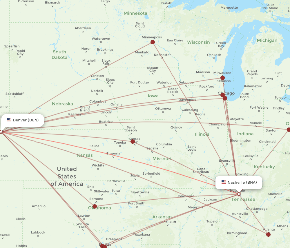 DEN-BNA flight routes