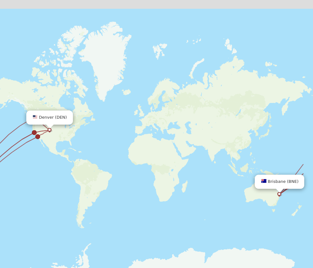 DEN to BNE flights and routes map