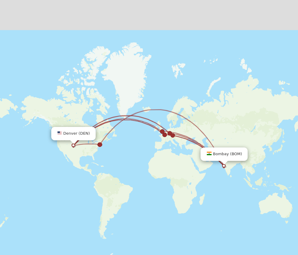 DEN to BOM flights and routes map