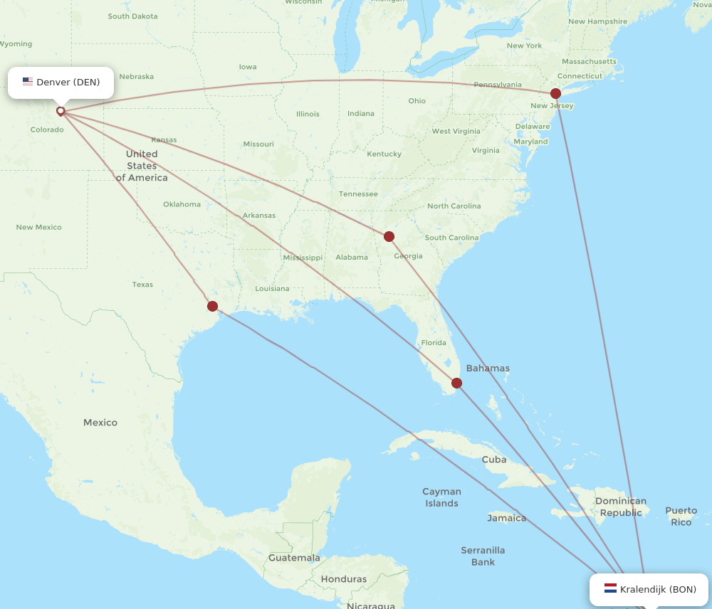 DEN-BON flight routes