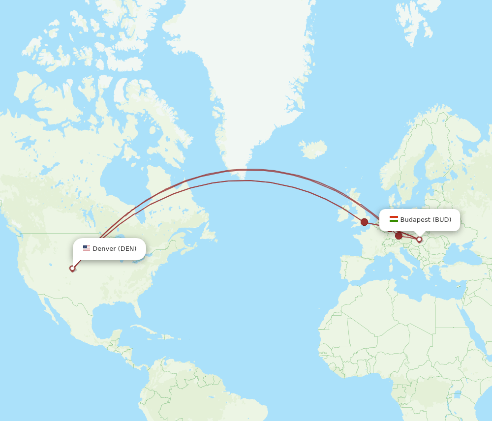 DEN-BUD flight routes