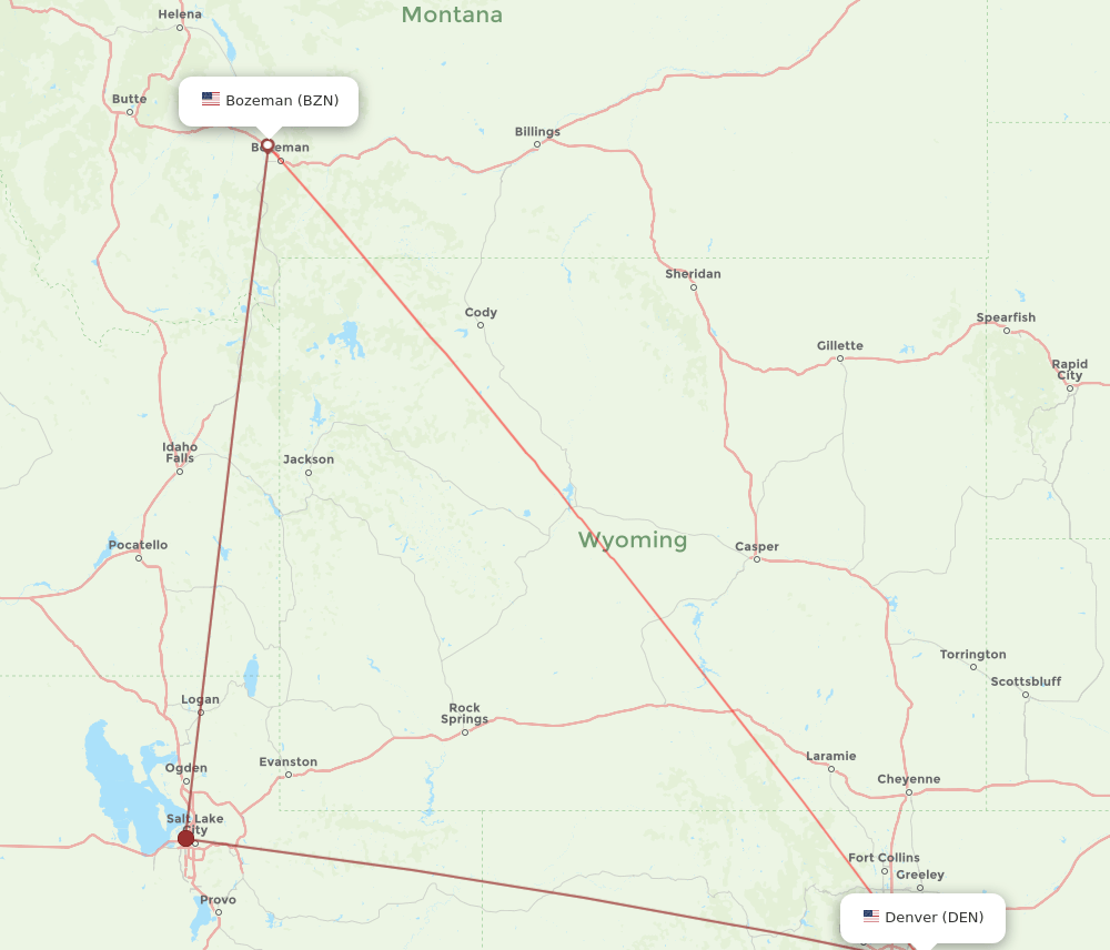 DEN-BZN flight routes