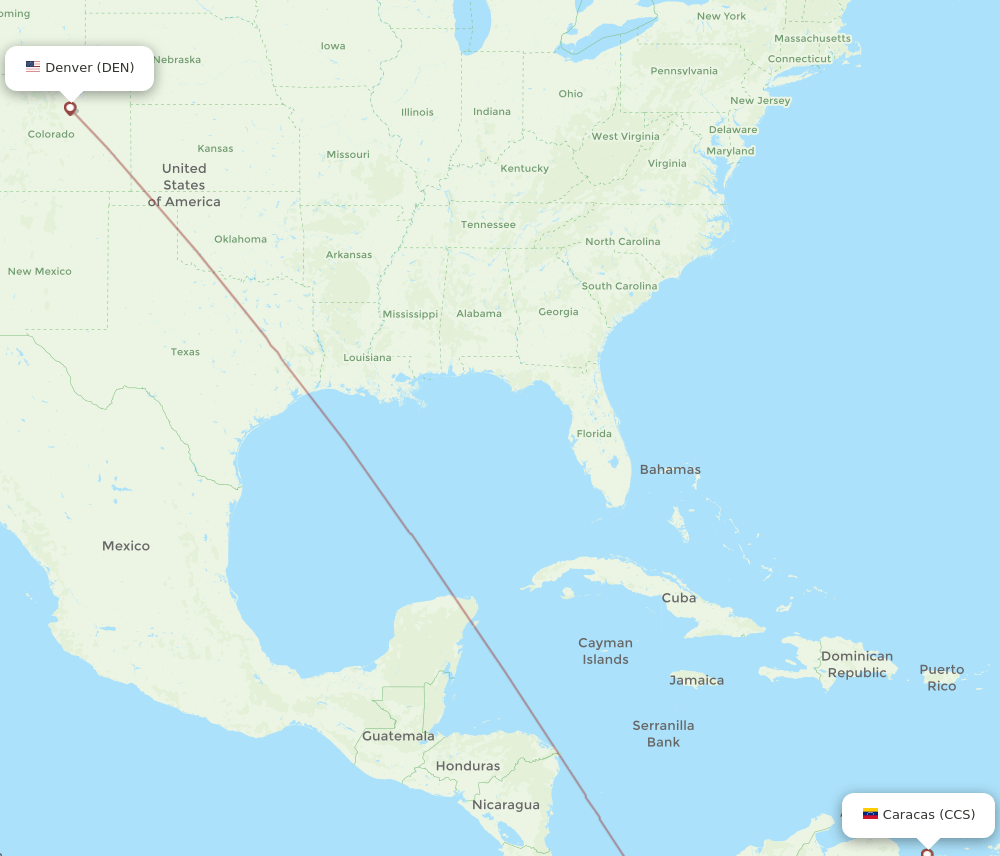 DEN-CCS flight routes