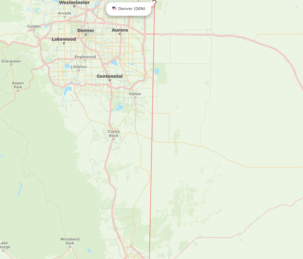 Denver - Colorado Springs route map and flight paths