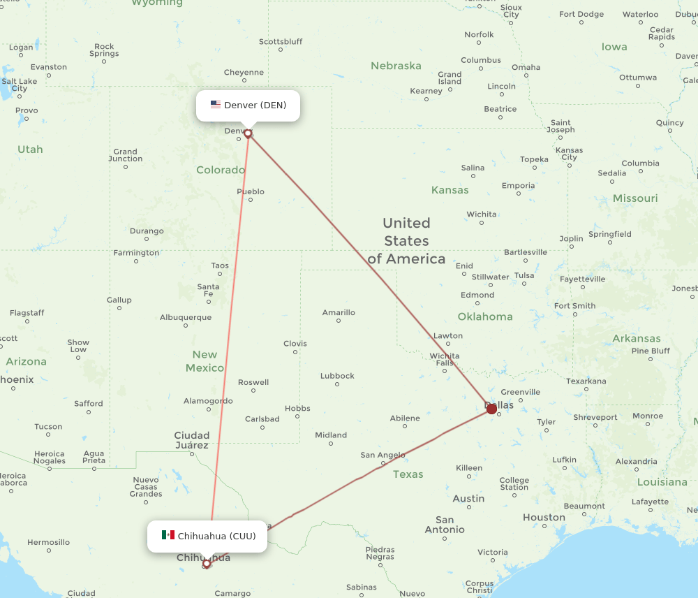 DEN-CUU flight routes