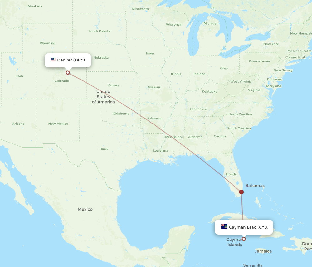 DEN-CYB flight routes