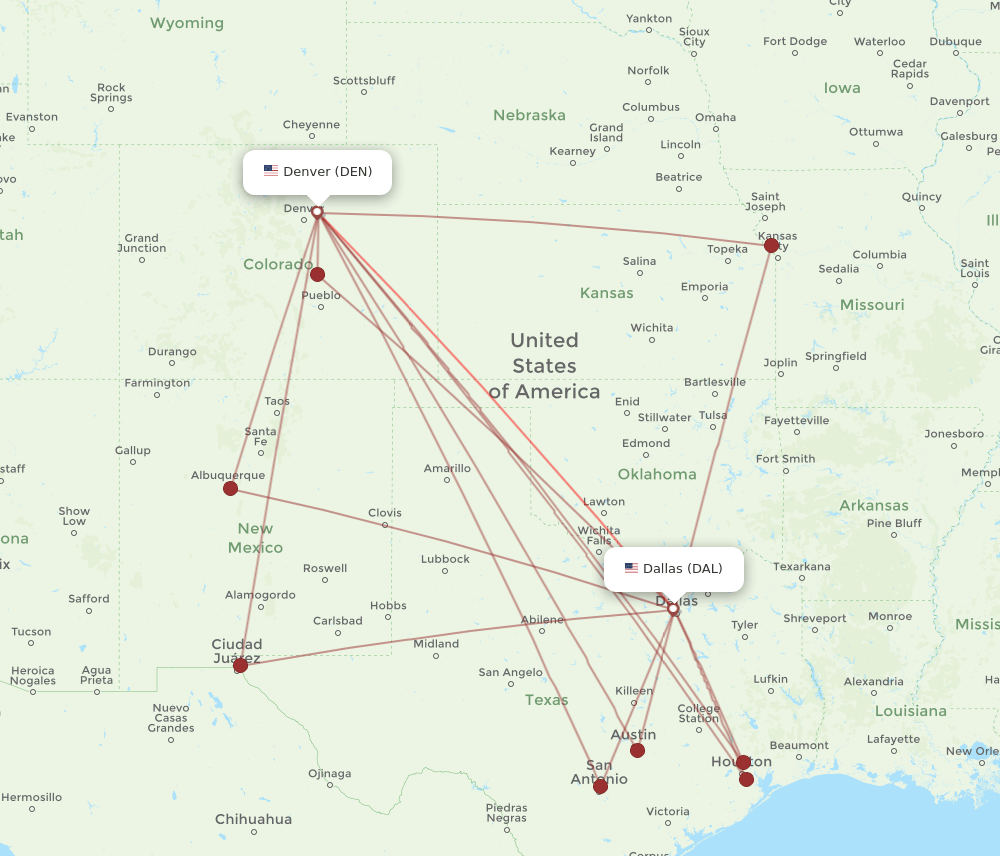 DEN-DAL flight routes