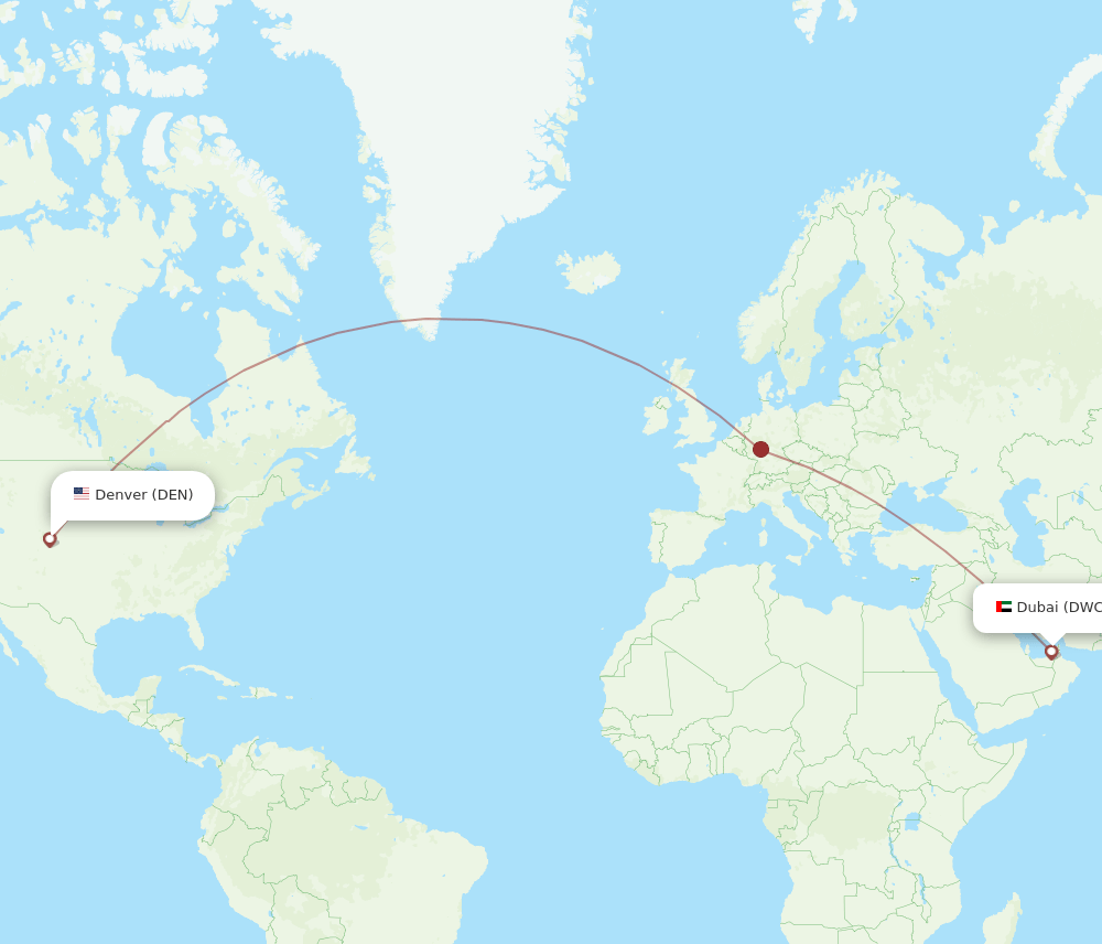 Denver - Dubai route map and flight paths