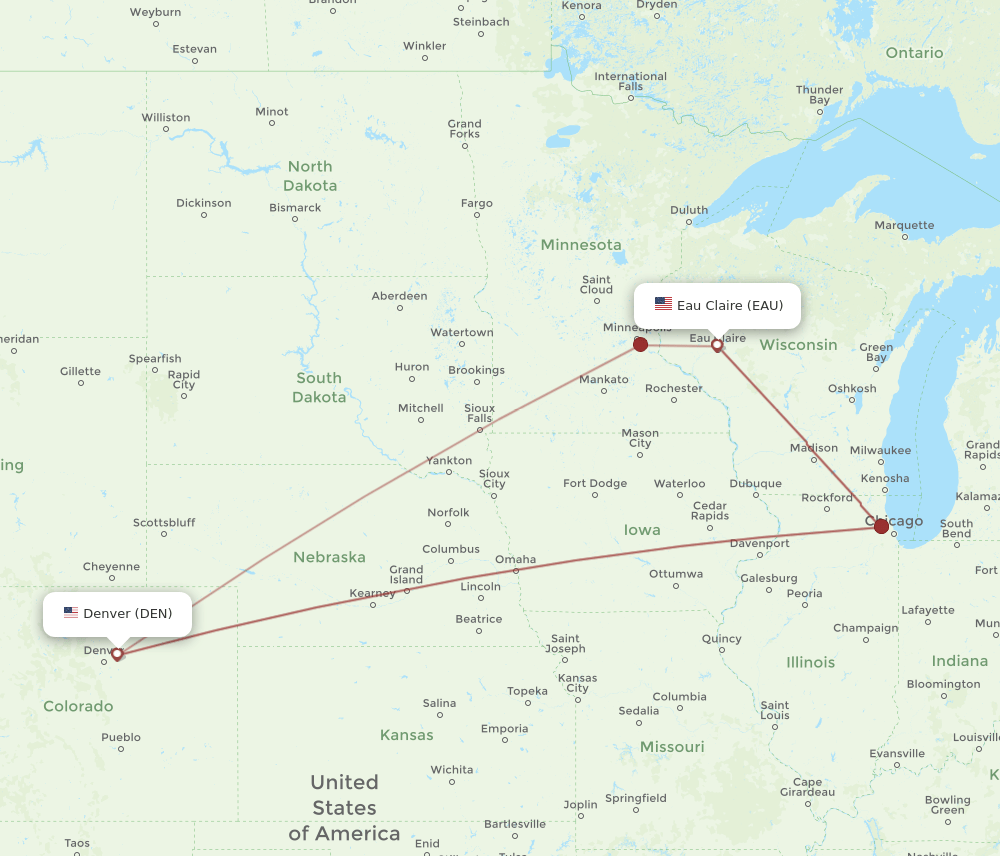 DEN-EAU flight routes