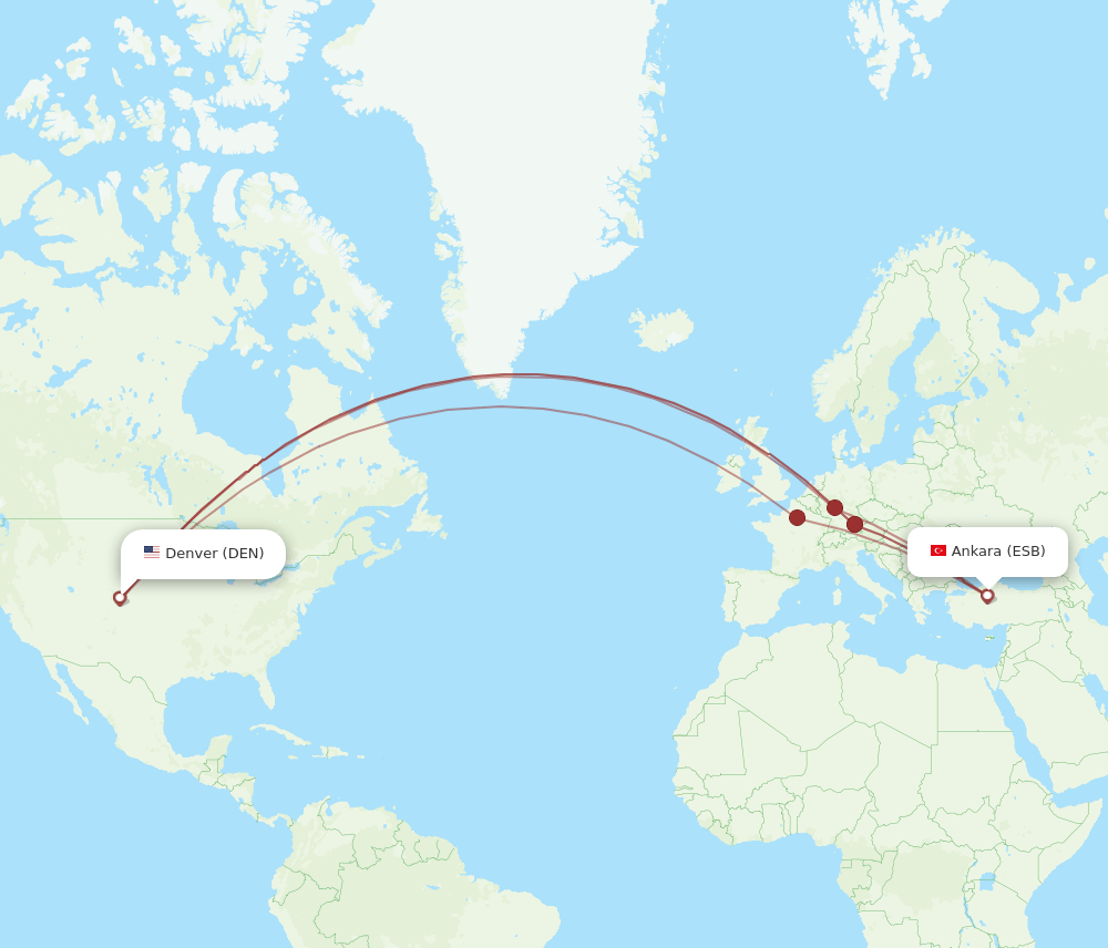 DEN-ESB flight routes