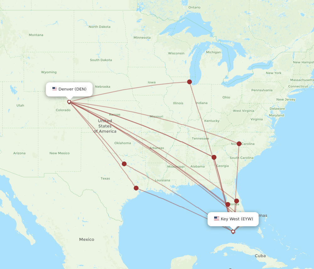 DEN-EYW flight routes