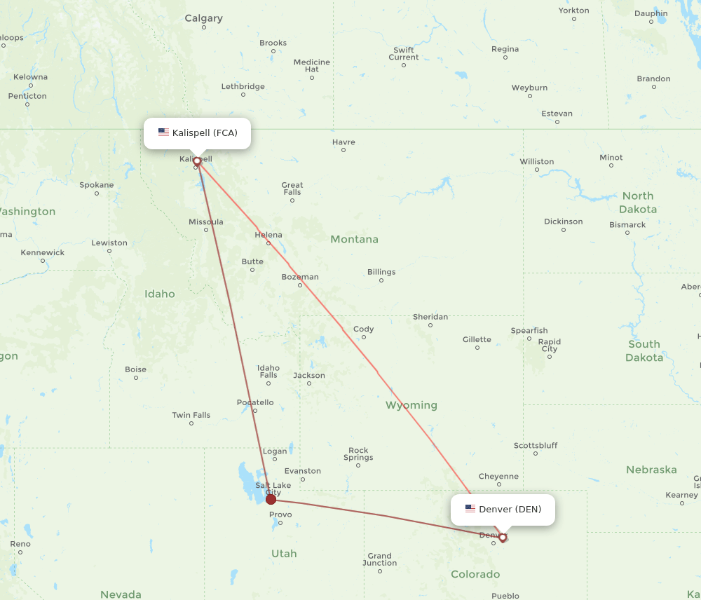 DEN-FCA flight routes