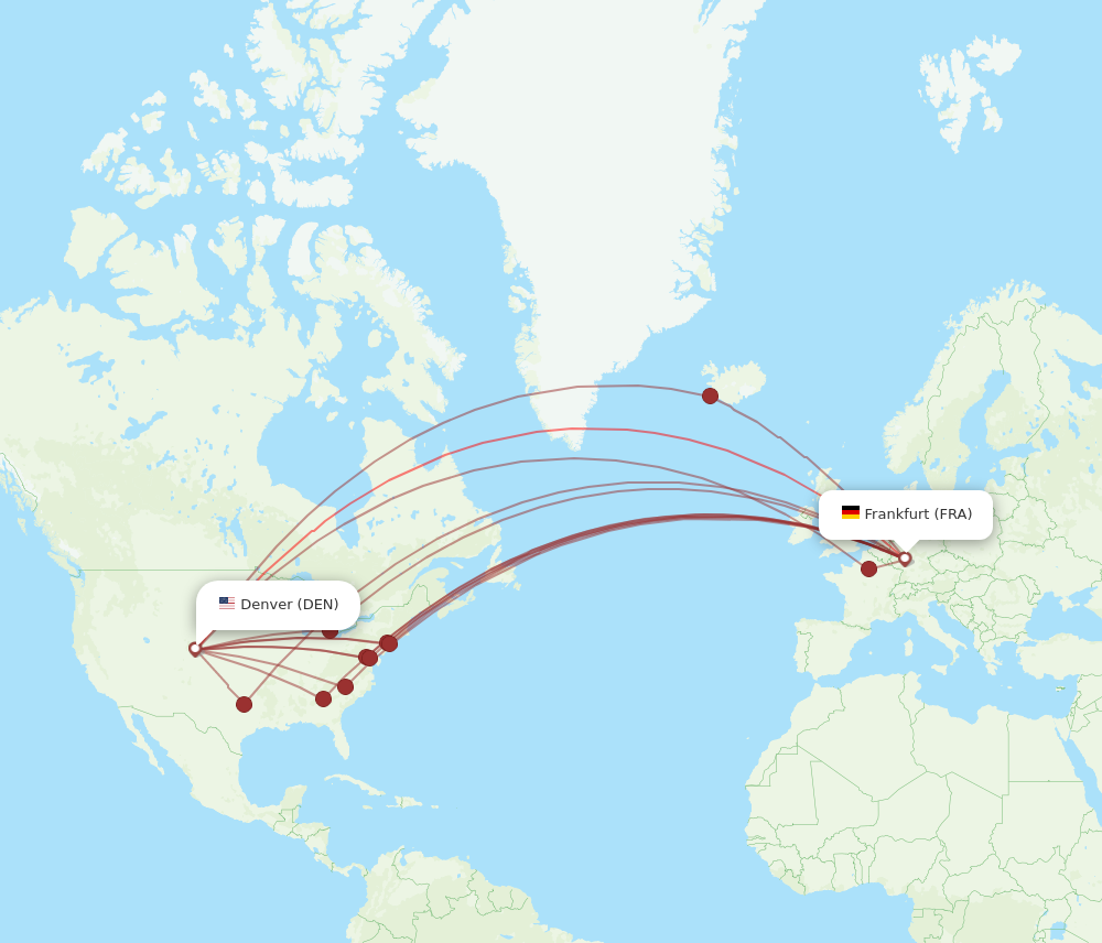 DEN to FRA flights and routes map