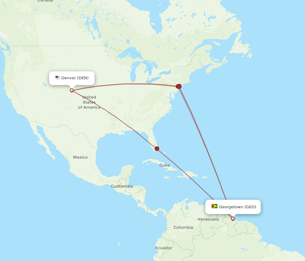 DEN to GEO flights and routes map