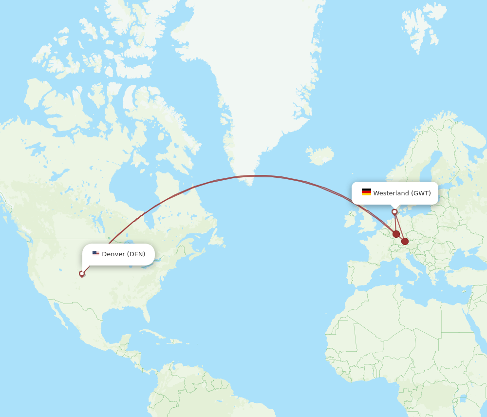 DEN-GWT flight routes