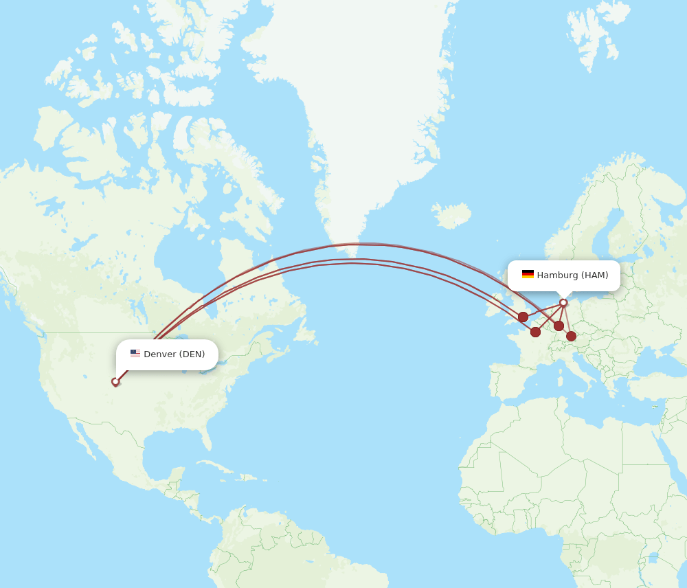 DEN-HAM flight routes