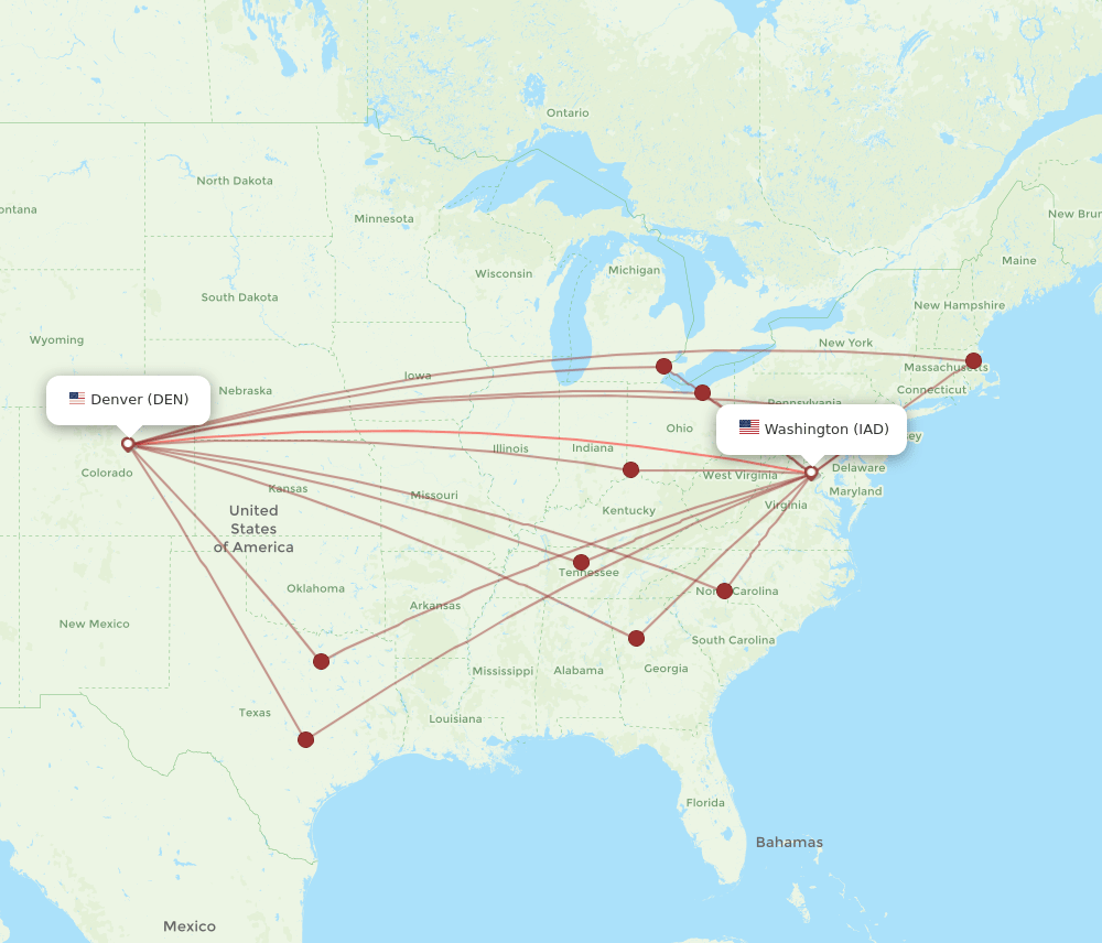 DEN-IAD flight routes