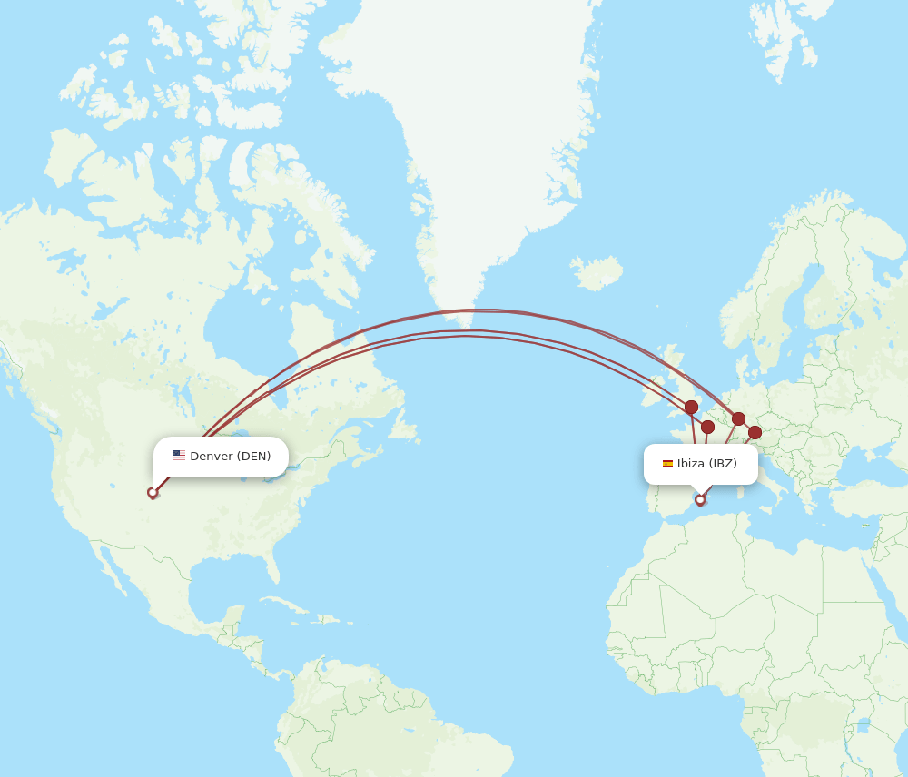 DEN-IBZ flight routes