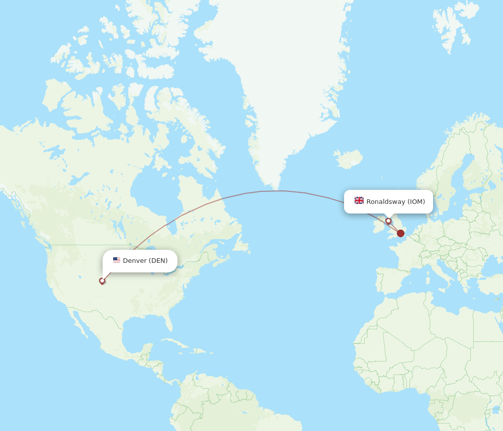 DEN to IOM flights and routes map