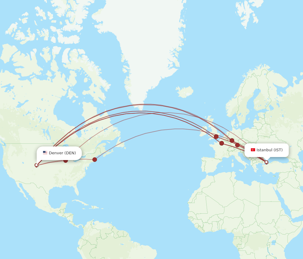 DEN-IST flight routes