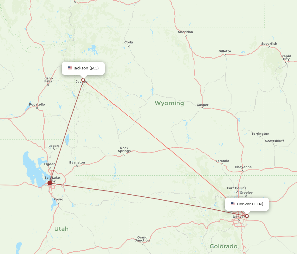 DEN-JAC flight routes