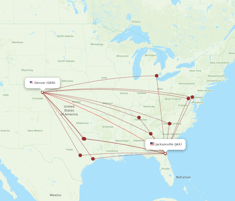 DEN-JAX flight routes