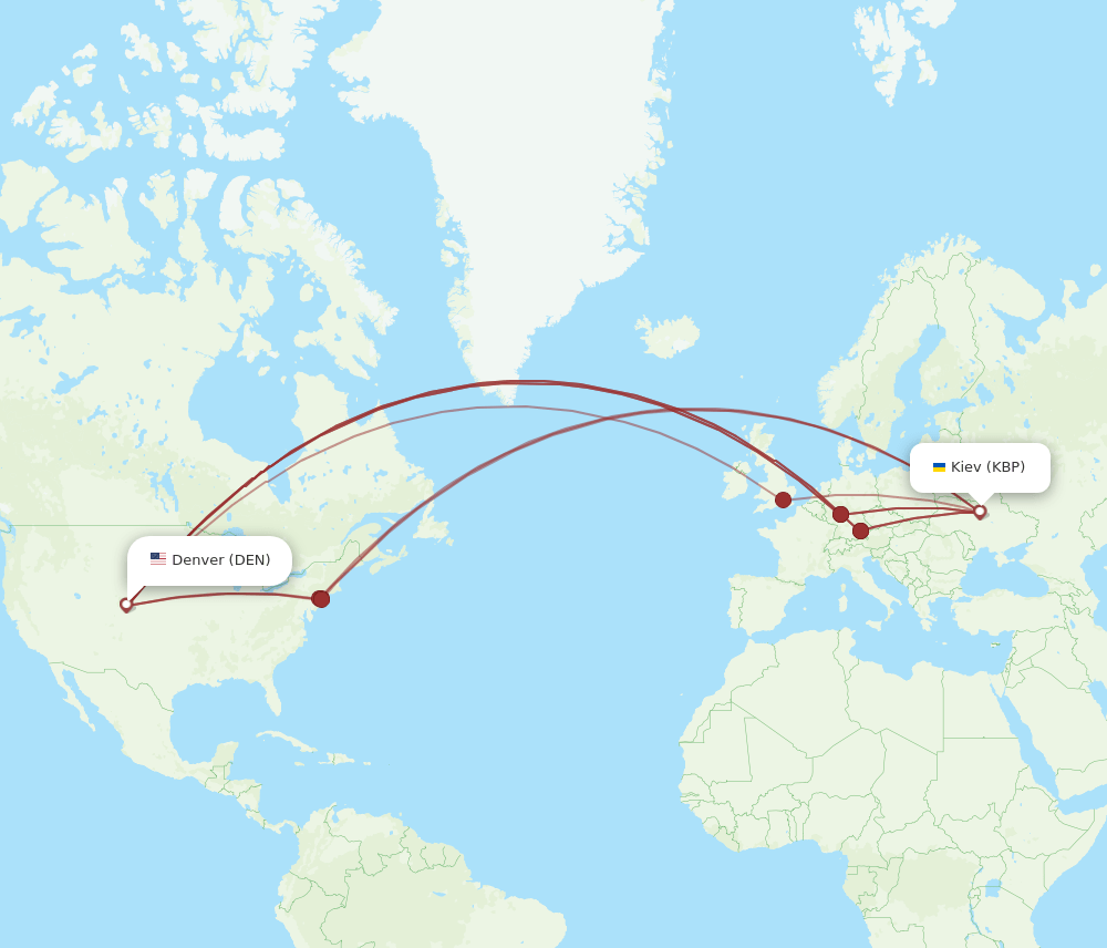 DEN to KBP flights and routes map