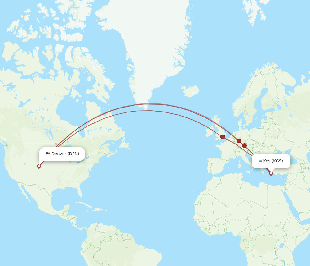 DEN-KGS flight routes