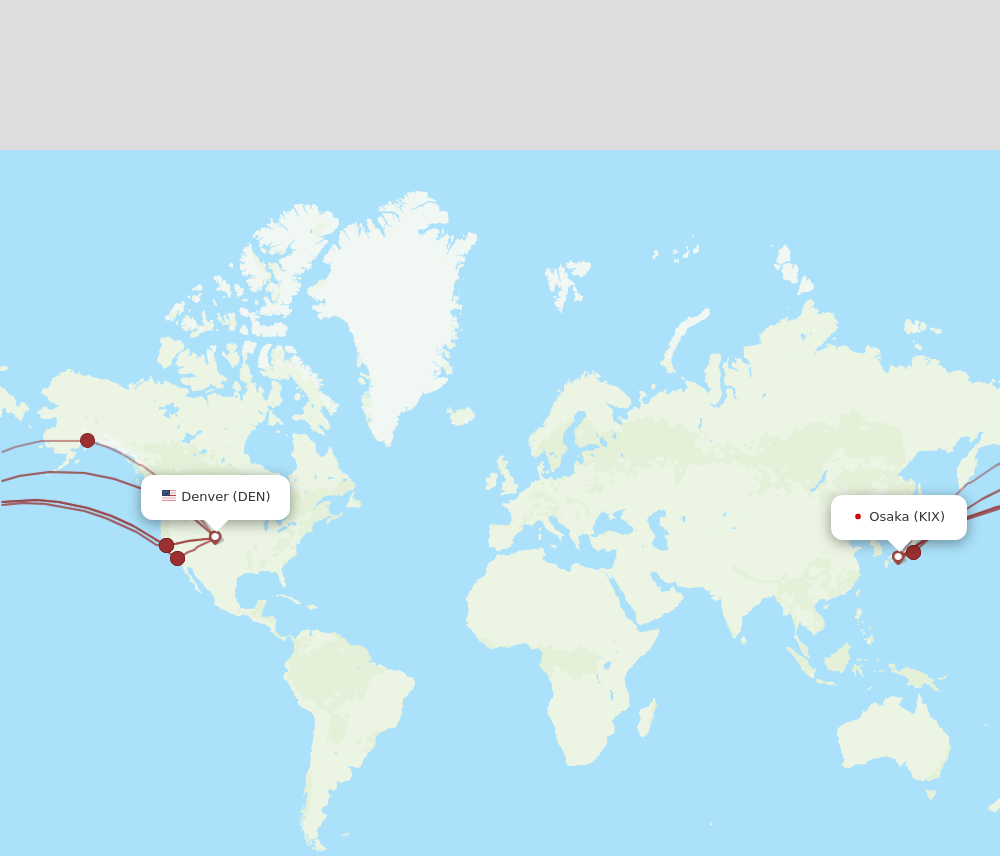 DEN to KIX flights and routes map