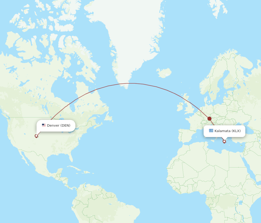 DEN-KLX flight routes