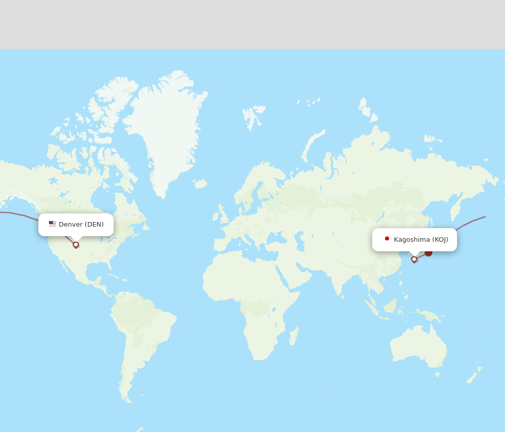 DEN to KOJ flights and routes map