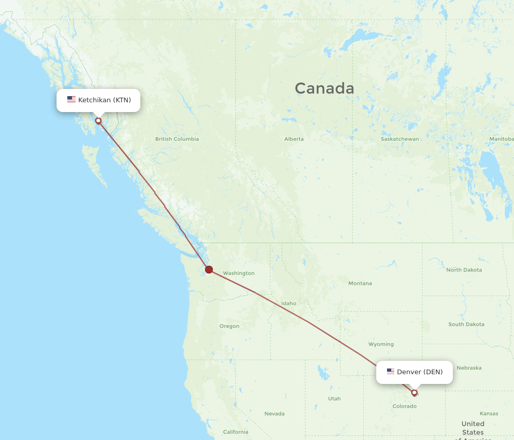 DEN-KTN flight routes