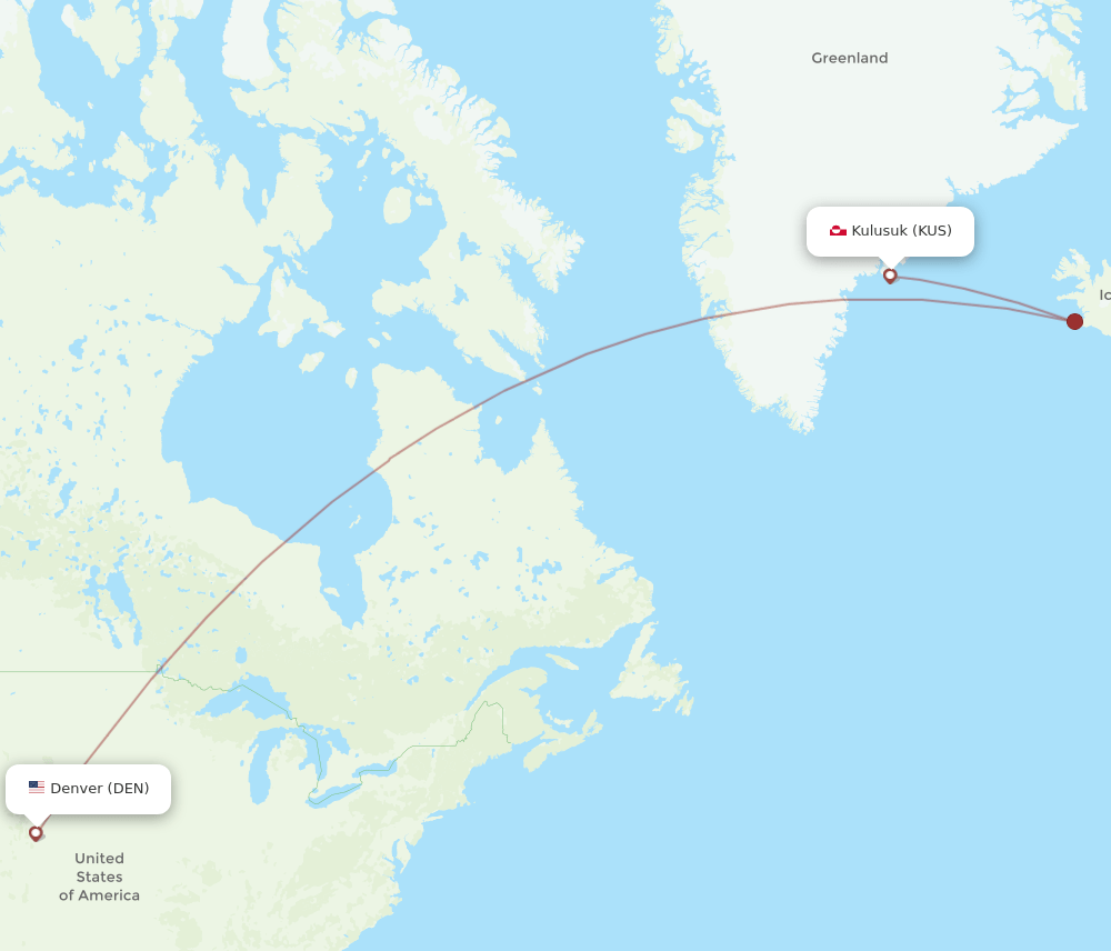 Denver - Kulusuk route map and flight paths
