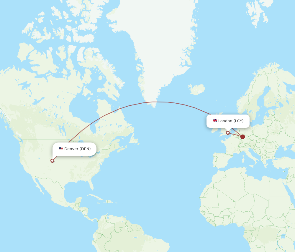 DEN to LCY flights and routes map