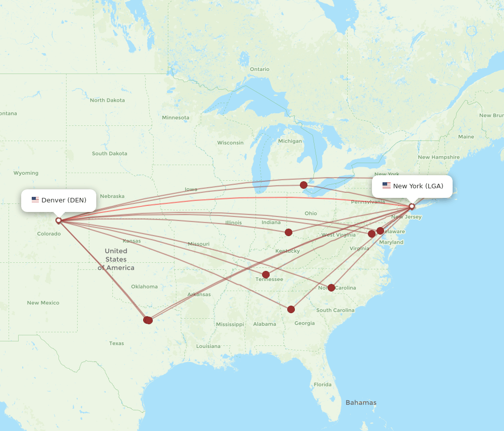 DEN-LGA flight routes