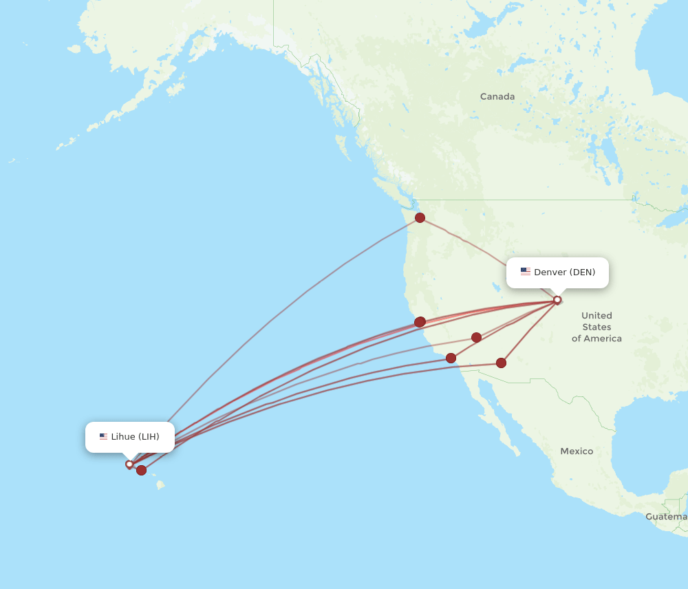 DEN to LIH flights and routes map