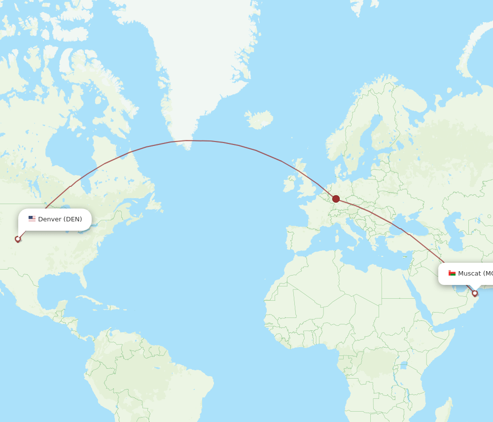 DEN to MCT flights and routes map